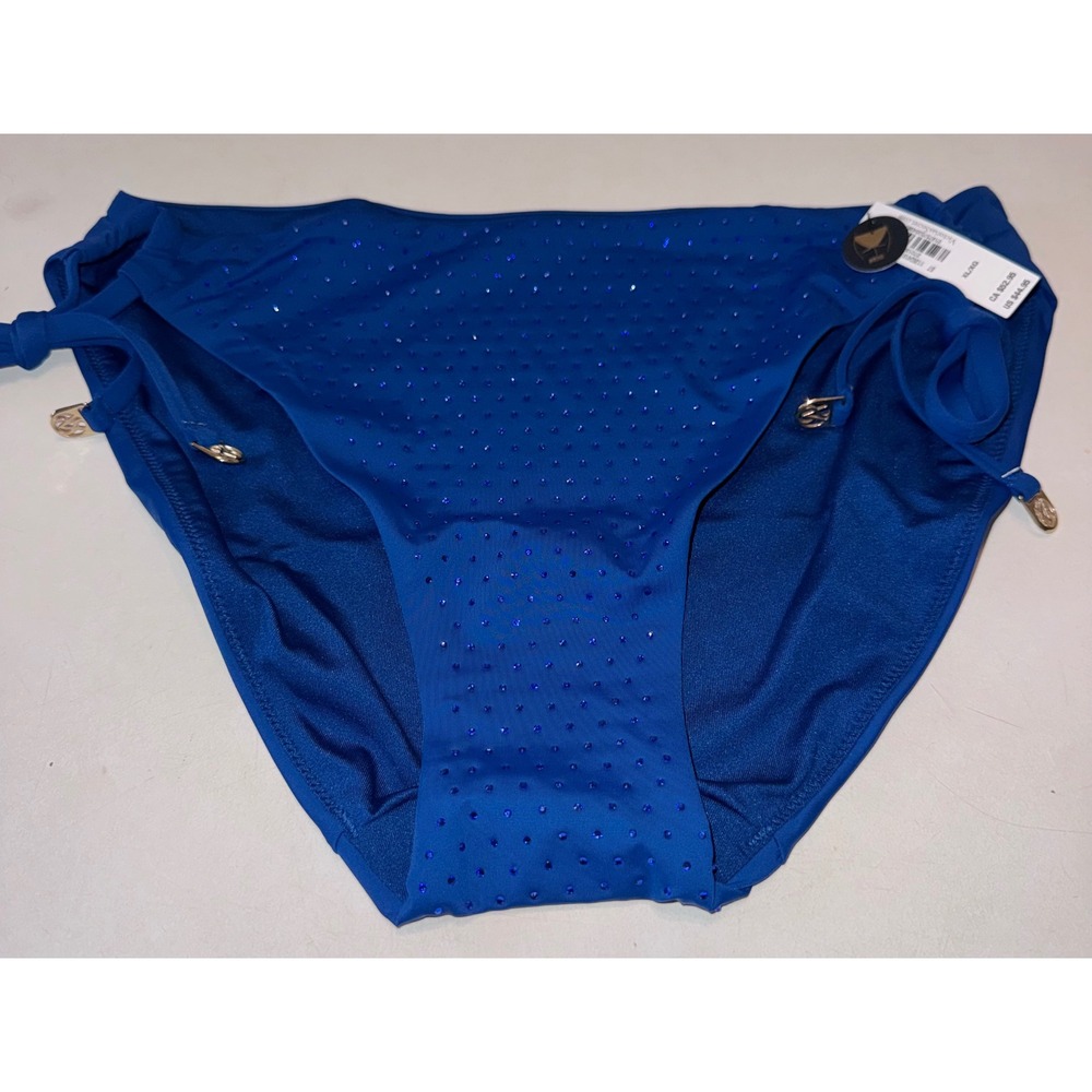 Victoria's Secret Diamonte Sapphire Blue Rhinestone Tie Bikini Bottoms XL NWT